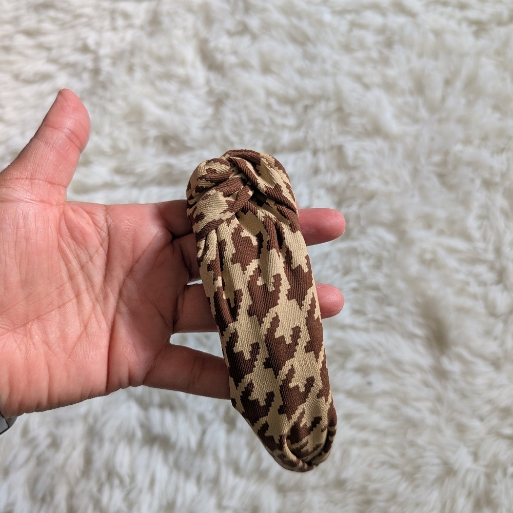 Brown and Tan Houndstooth Headband - Picture 3 of 5